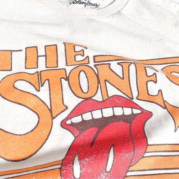 THE ROLLING STONES STONED OVERSIZED DISTRESSED GRAPHIC FESTIVAL BAND TEE - Picture 2 of 3